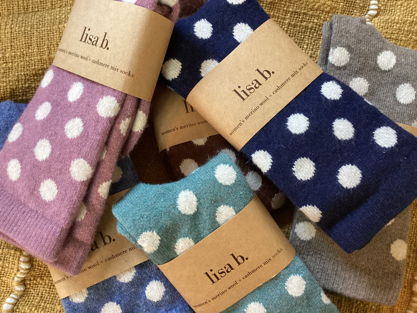 lisa b Women’s Merino Wool and Cashmere Socks - Dot