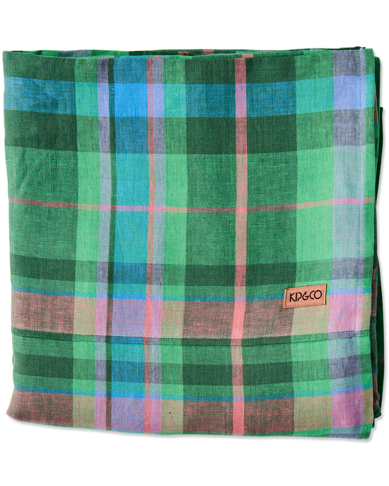 Jewel of the Nile Tartan Linen Flat Sheet