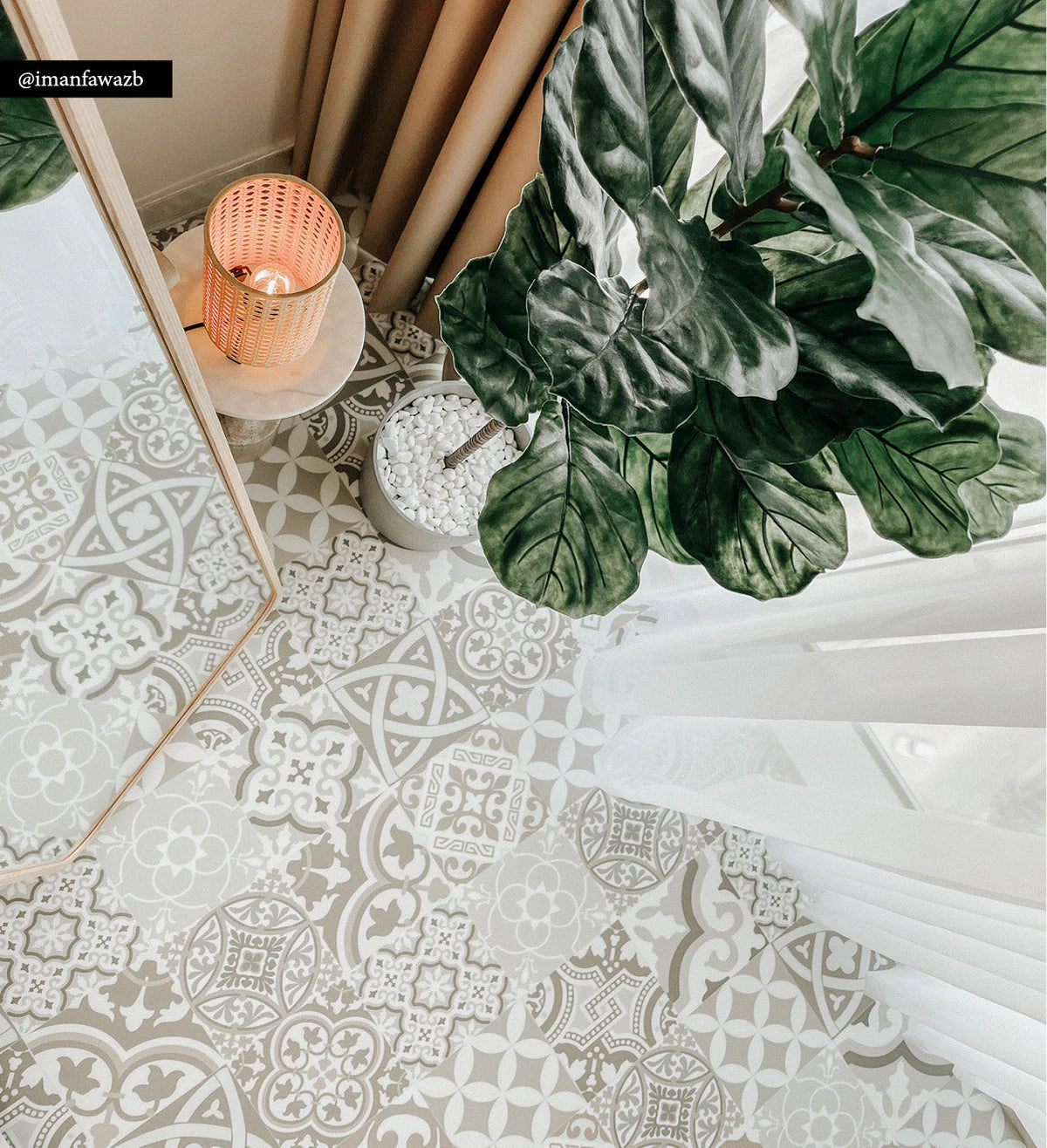 Beija Flor - Eclectic Natural Vinyl Rug (120cm x 195cm)