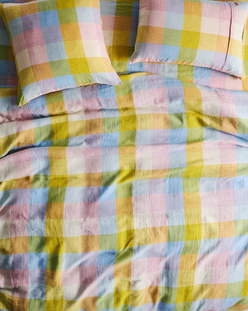 Corfu Tartan Linen Flat Sheet