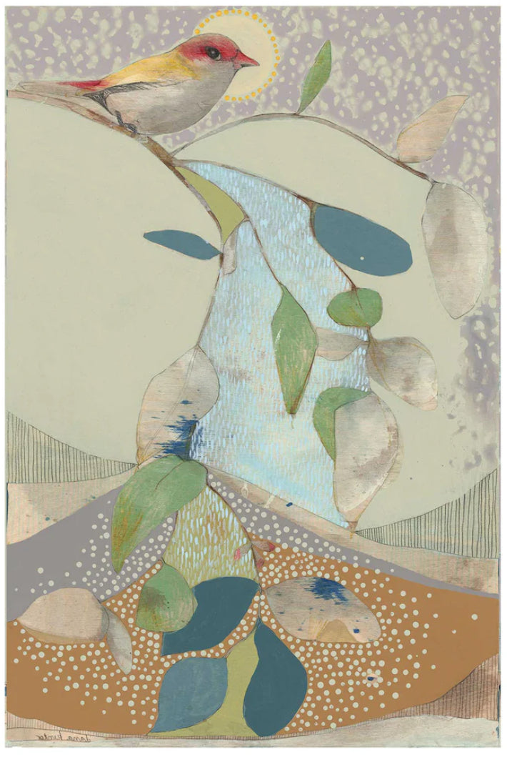 Dana Kinter limited edition print - “red backed finch and blue gum (i)”