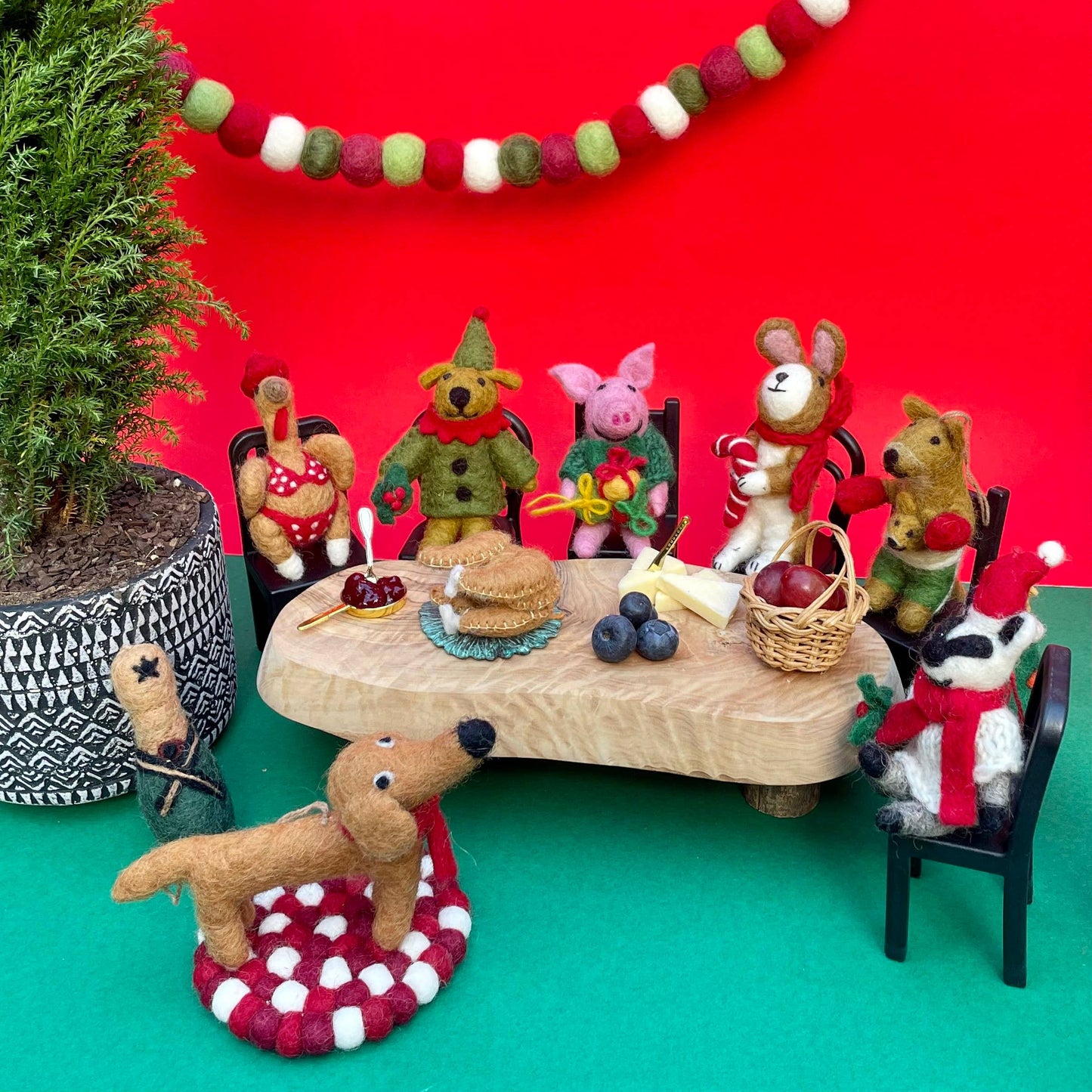 Hamdmade Felt Bernard the Dog Hanging Christmas Decoration