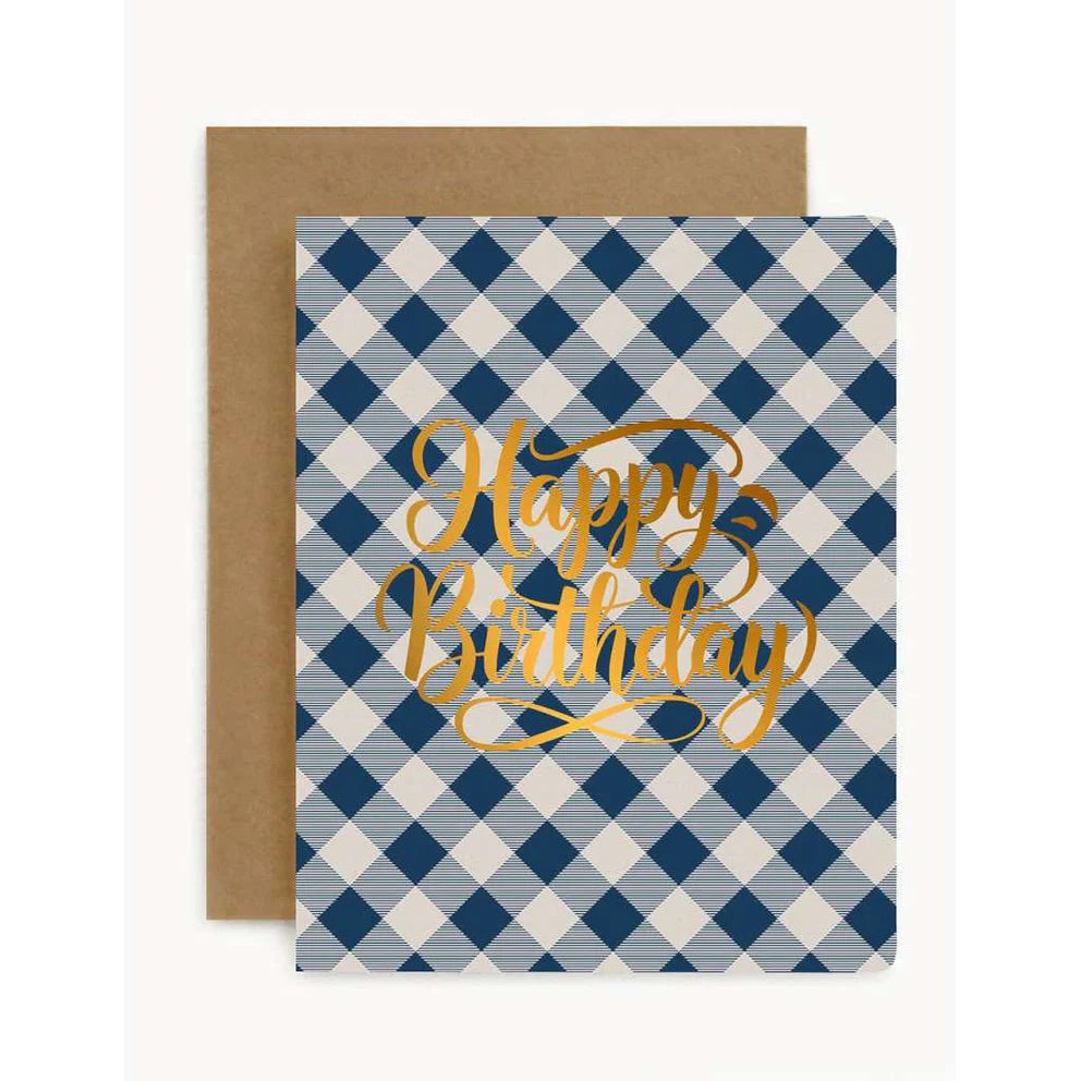 Bespoke Letterpress - Happy Birthday (Check)Card