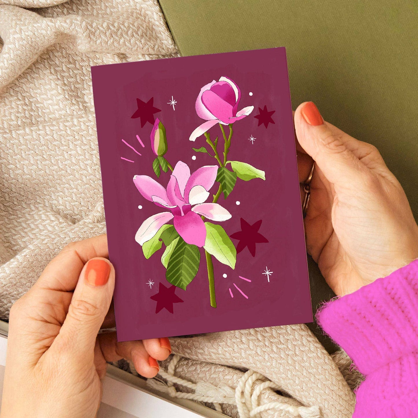 Magnolia Flower + Sparkle Card | Just Because, Any Occasion