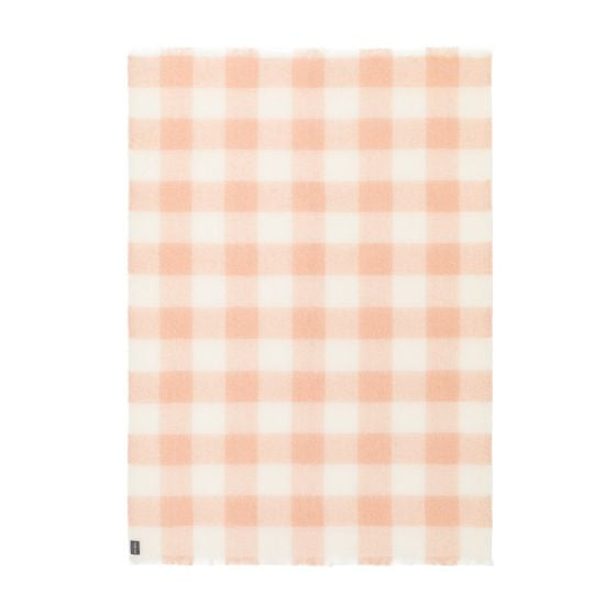 St Albans Mohair Throw - Blush Check