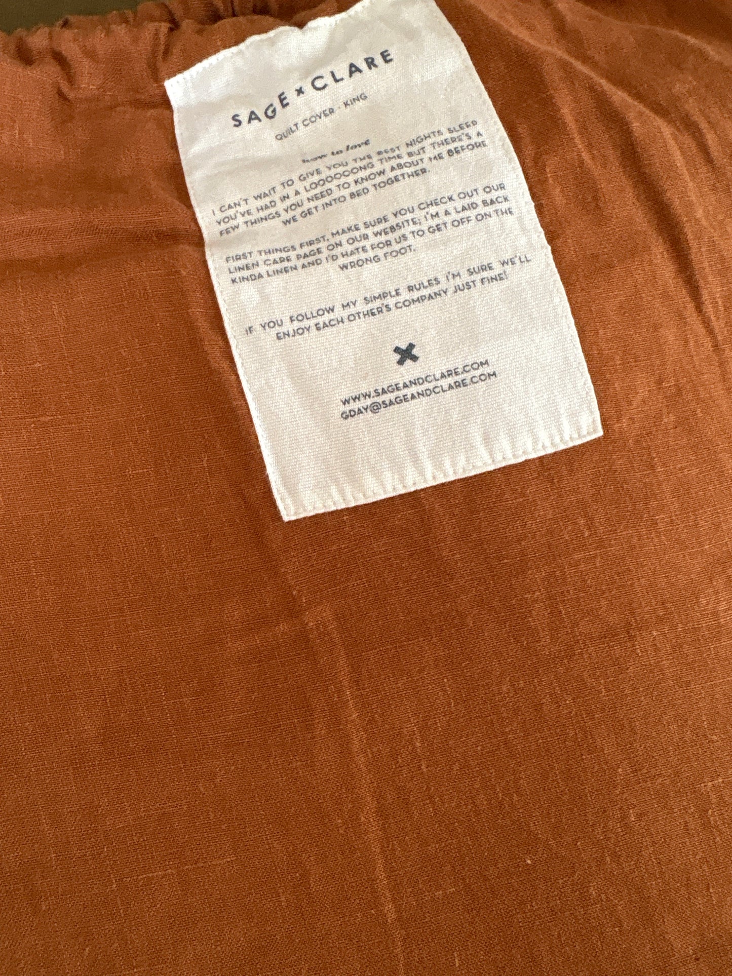Sage and Clare Tobacco Linen Quilt Cover