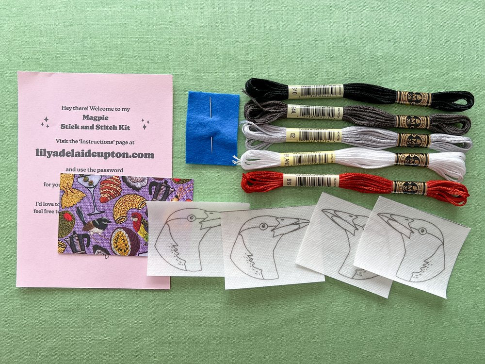 Lily Upton Magpie Stick and Stitch Kit