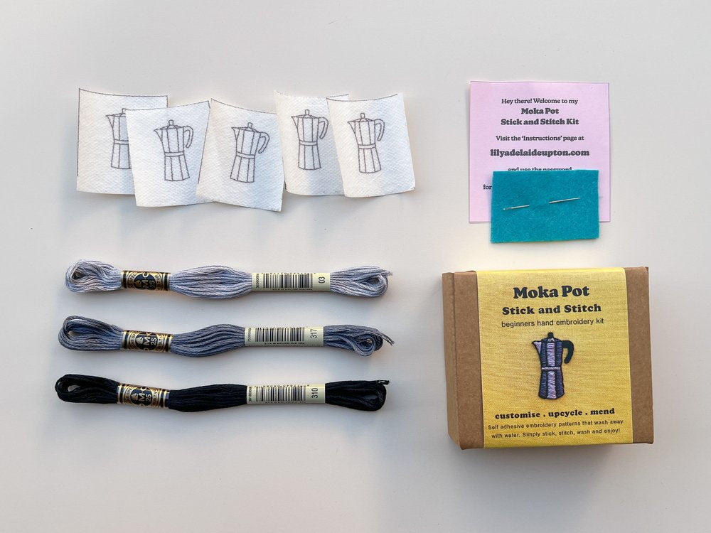 Lily Upton Moka Pot Mini Stick and Stitch Kit