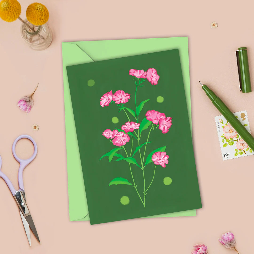 Delicate Floral Card - Green