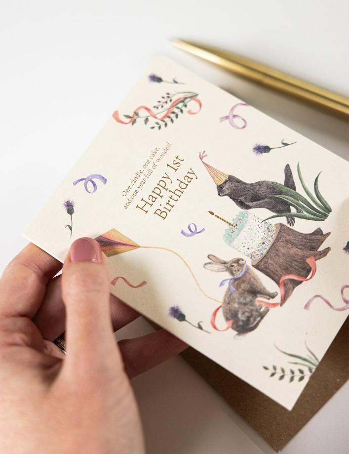 Bespoke Letterpress - Happy 1st Birthday Card
