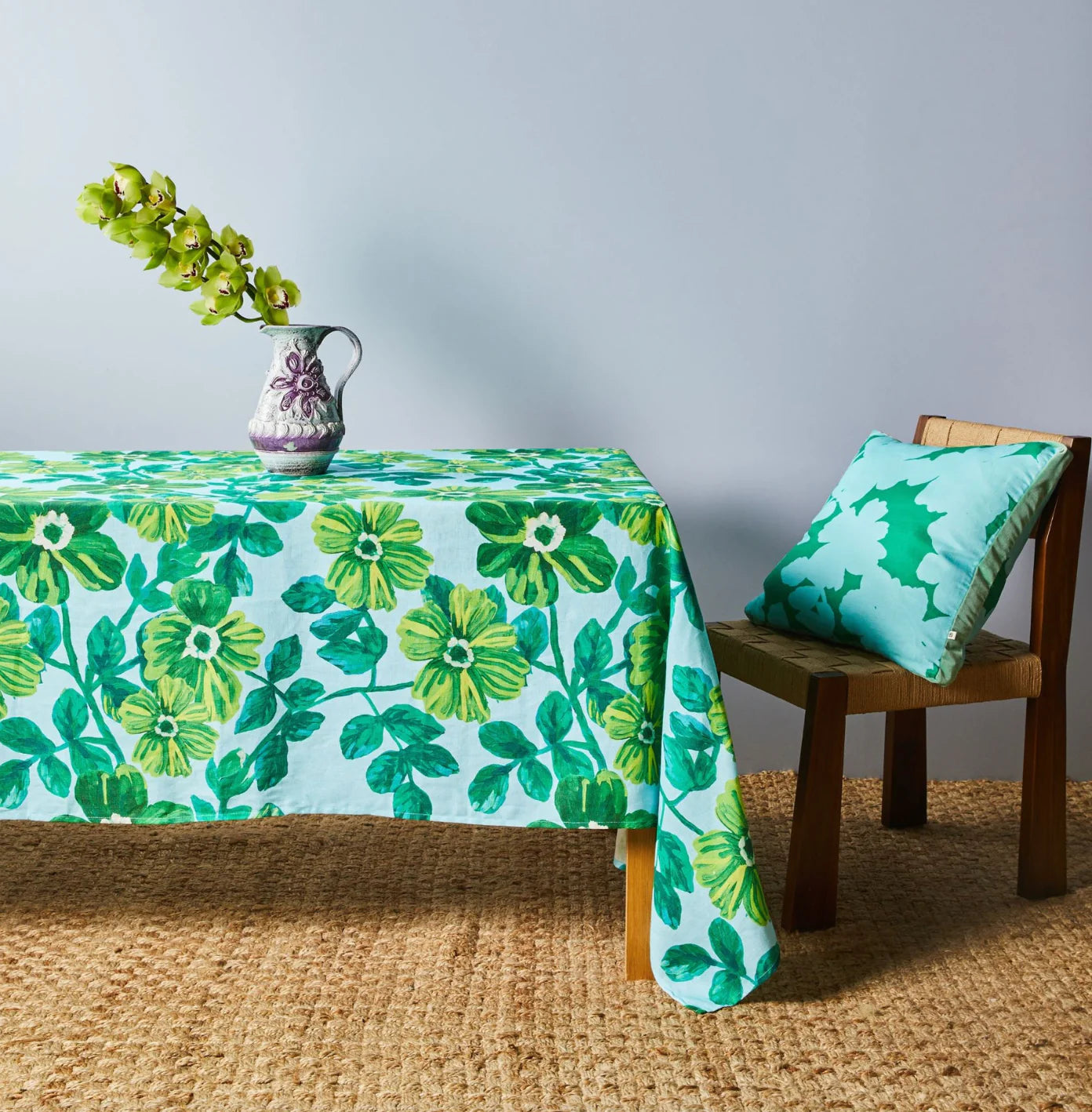 Rosetta Blue Linen Tablecloth - Medium