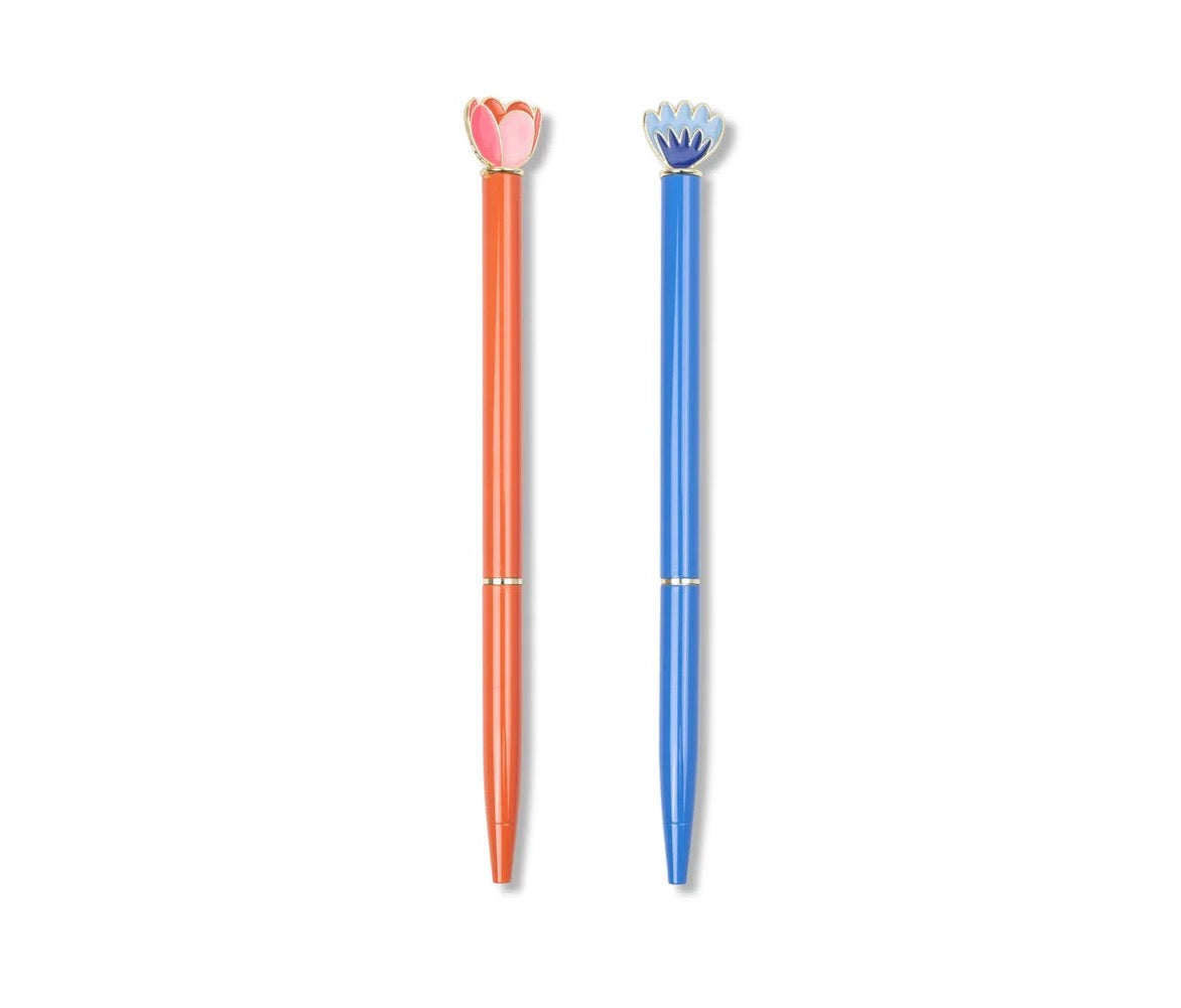 Floral metal ballpoint pen - Set of 2