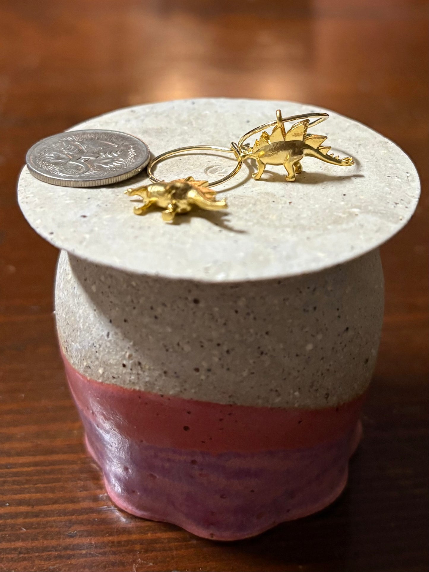 Stegosaurus Sleeper Earrings (gold)