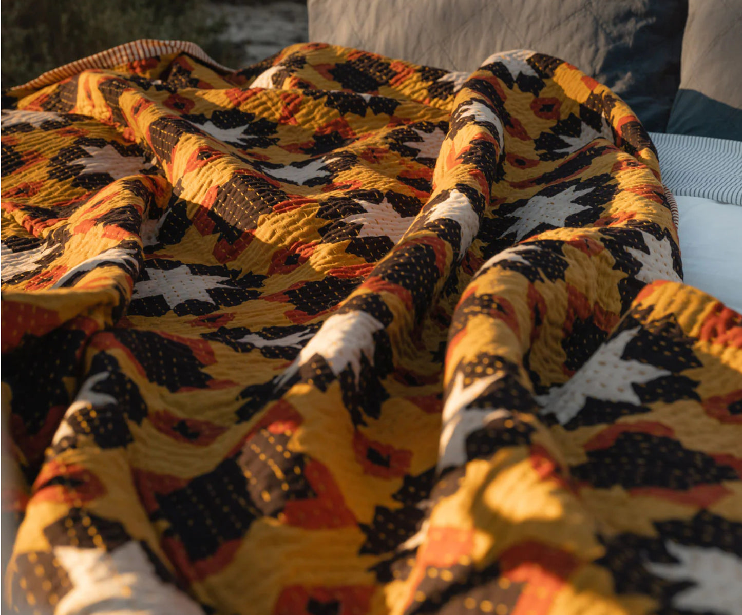 Dana Kinter Kantha Quilt - Love threads, Rajasthan hearts and stars