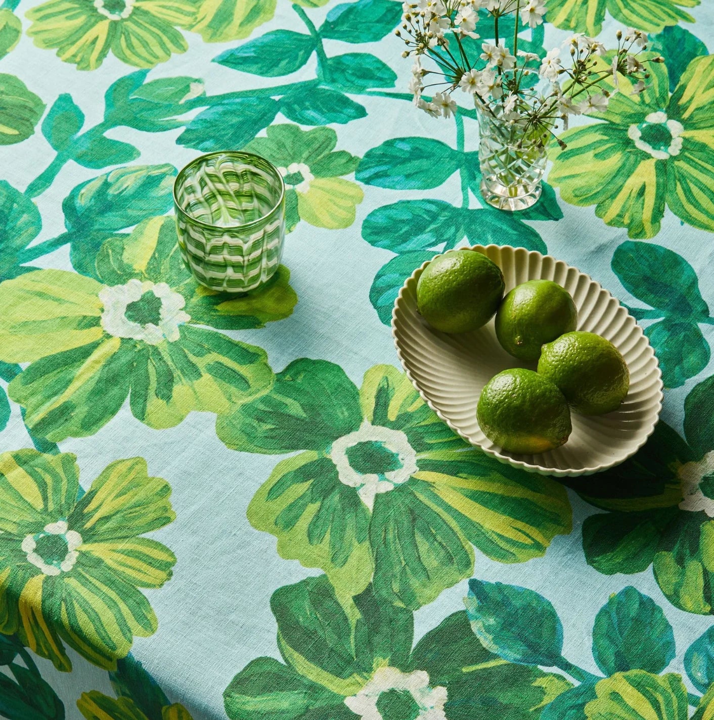 Rosetta Blue Linen Tablecloth - Medium