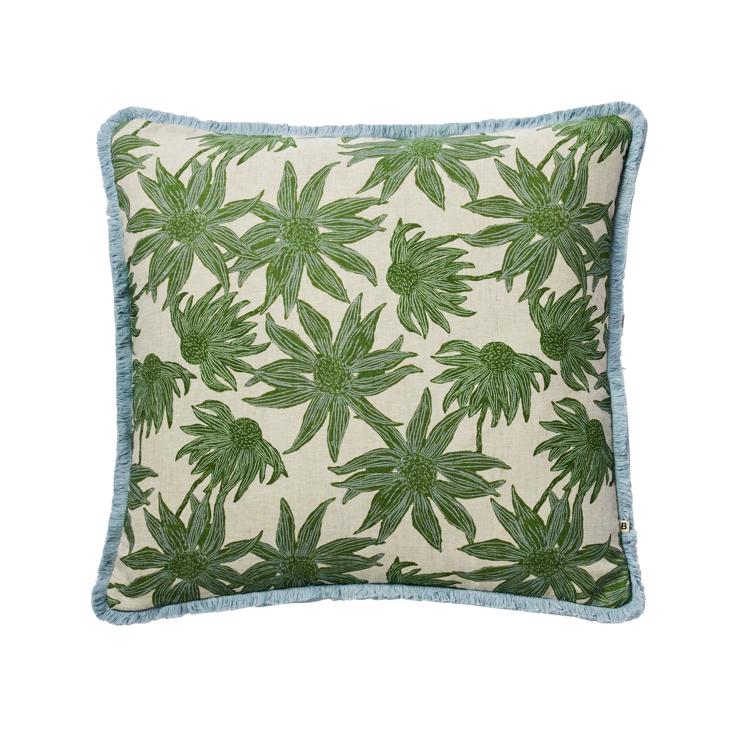 Bonnie and Neil Flannel Flower Khaki Cushion - 60cm