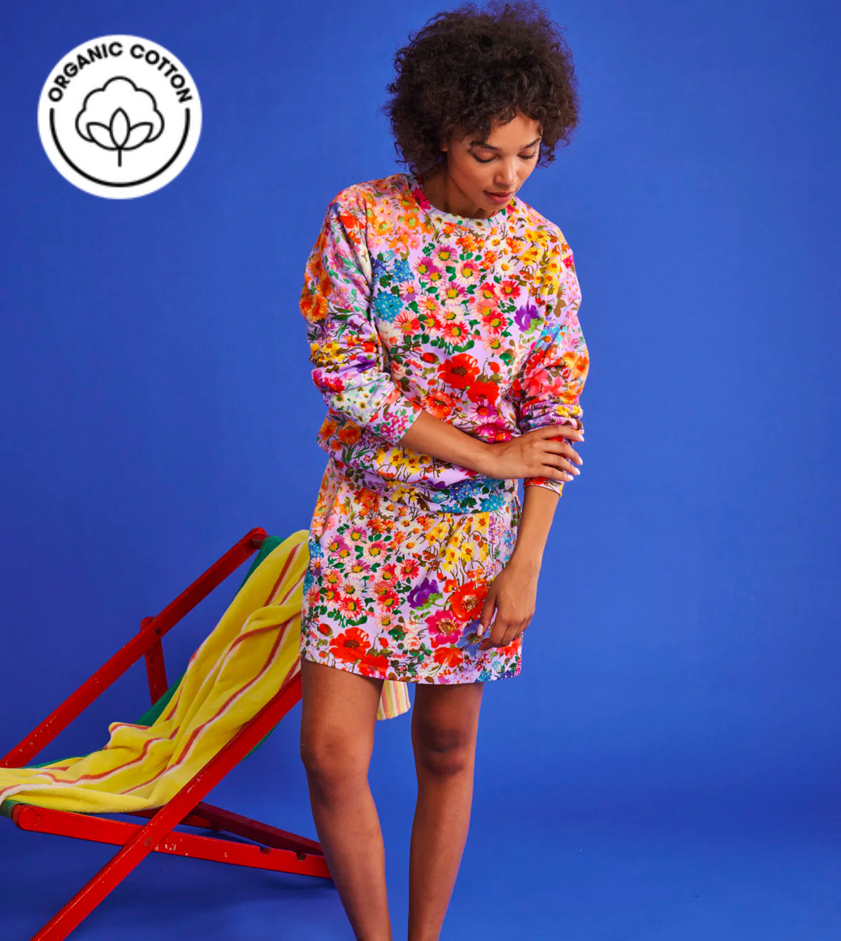 FOREVER FLORAL LILAC ADULT ORGANIC COTTON SWEATER