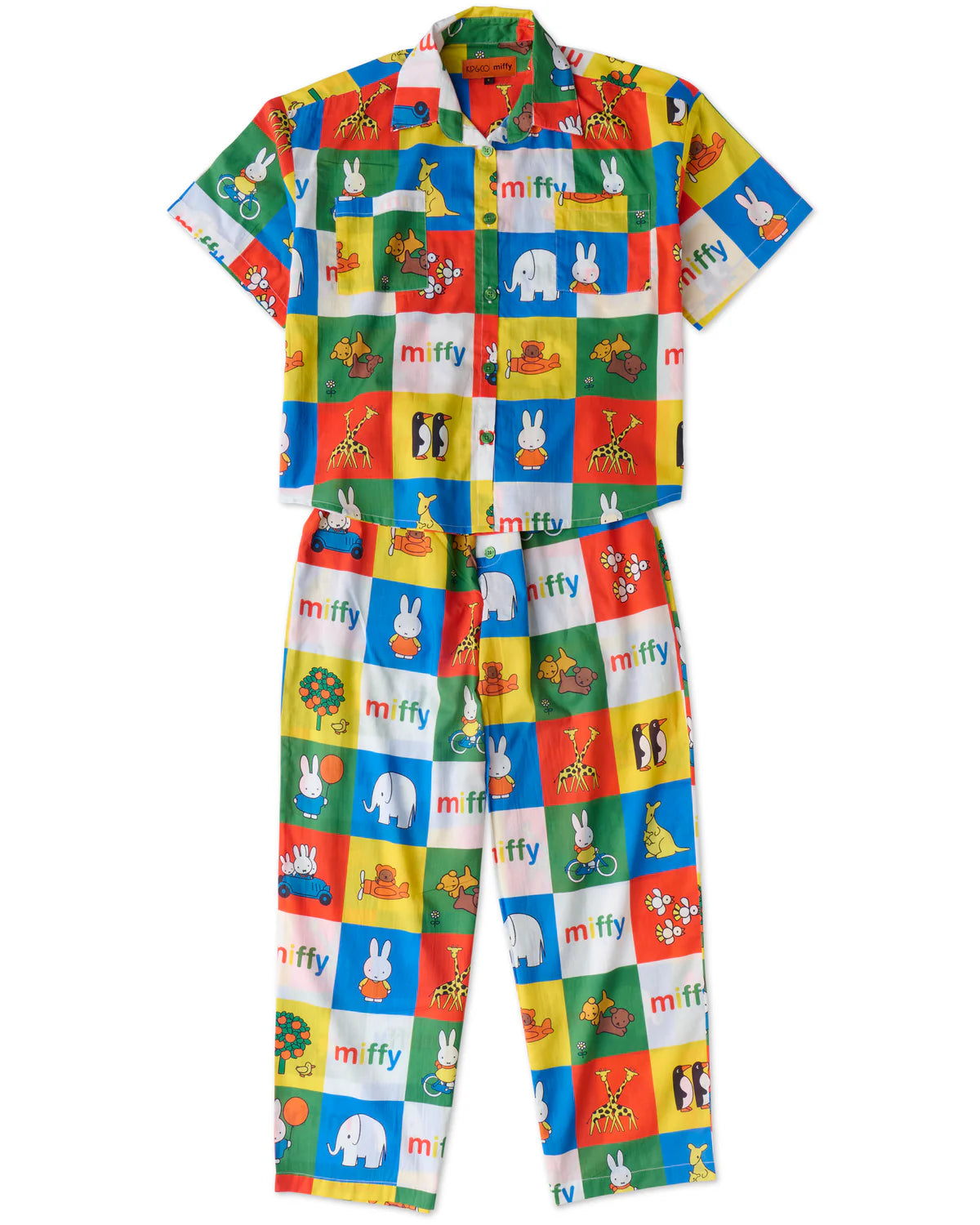 KIP&CO X MIFFY MIFFY'S ADVENTURES ADULT ORGANIC COTTON SHORT SLEEVE SHIRT & PANT PYJAMA SET