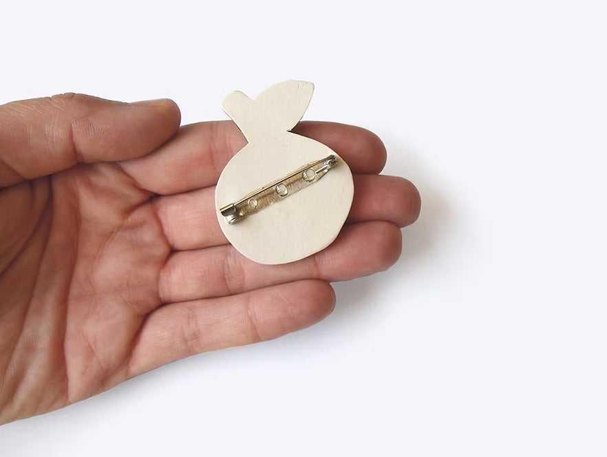 Togetherness Ceramic Brooch - Orange