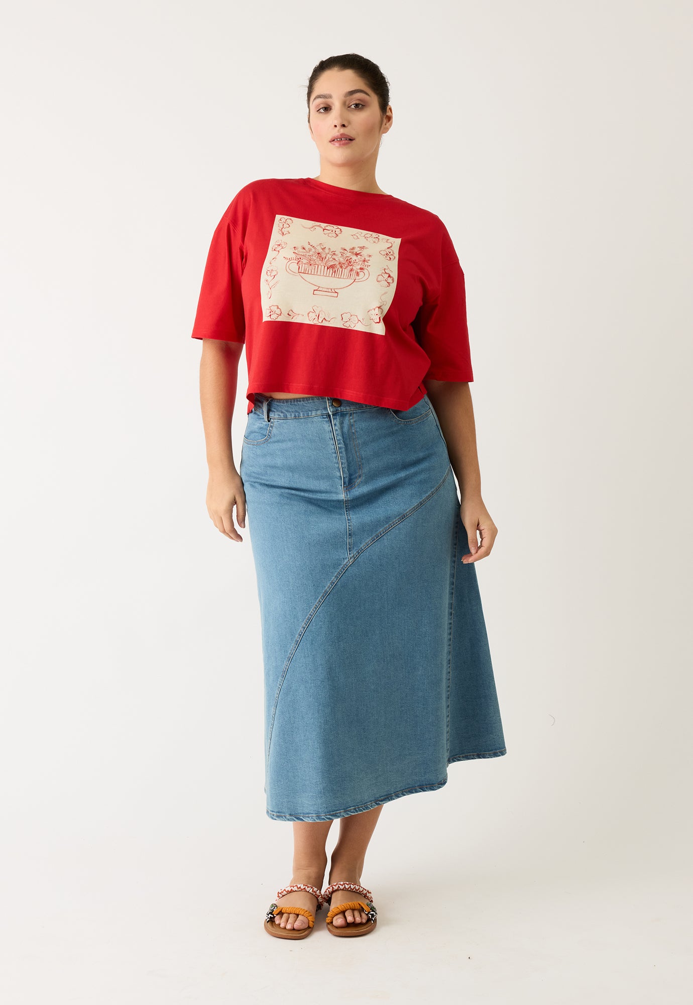 Nancybird Tasmin Boxy Tee - Red Vase