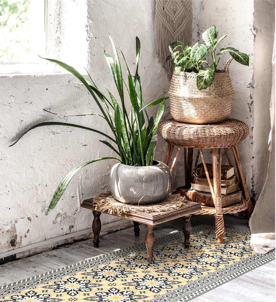 Beija Flor - India Sun Flower Vinyl Runner (60cm x 180cm)