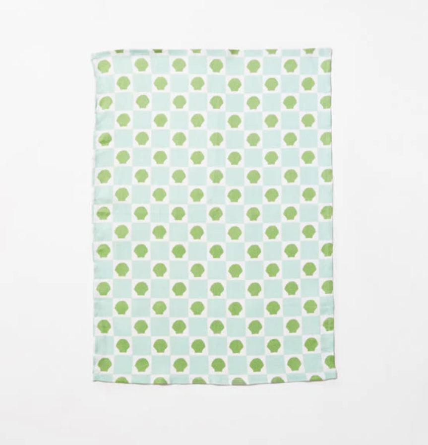 Bonnie and Neil Mint Check Shell Tea towel