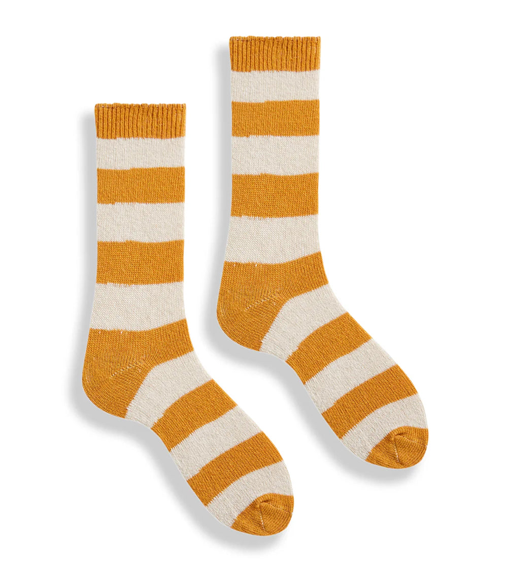 lisa b Women’s Merino Wool and Cashmere Socks - Rugby Stripe
