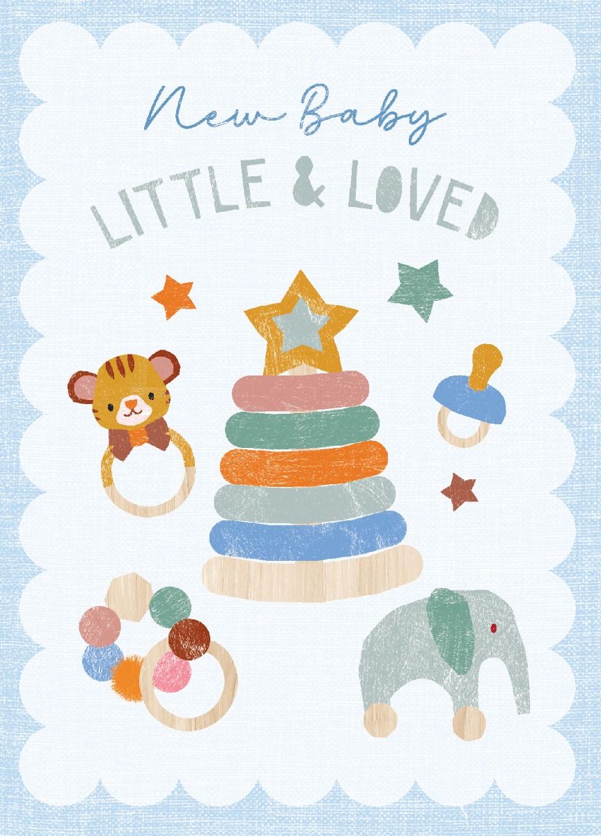 New Baby, Little and Loved (Blue) Card