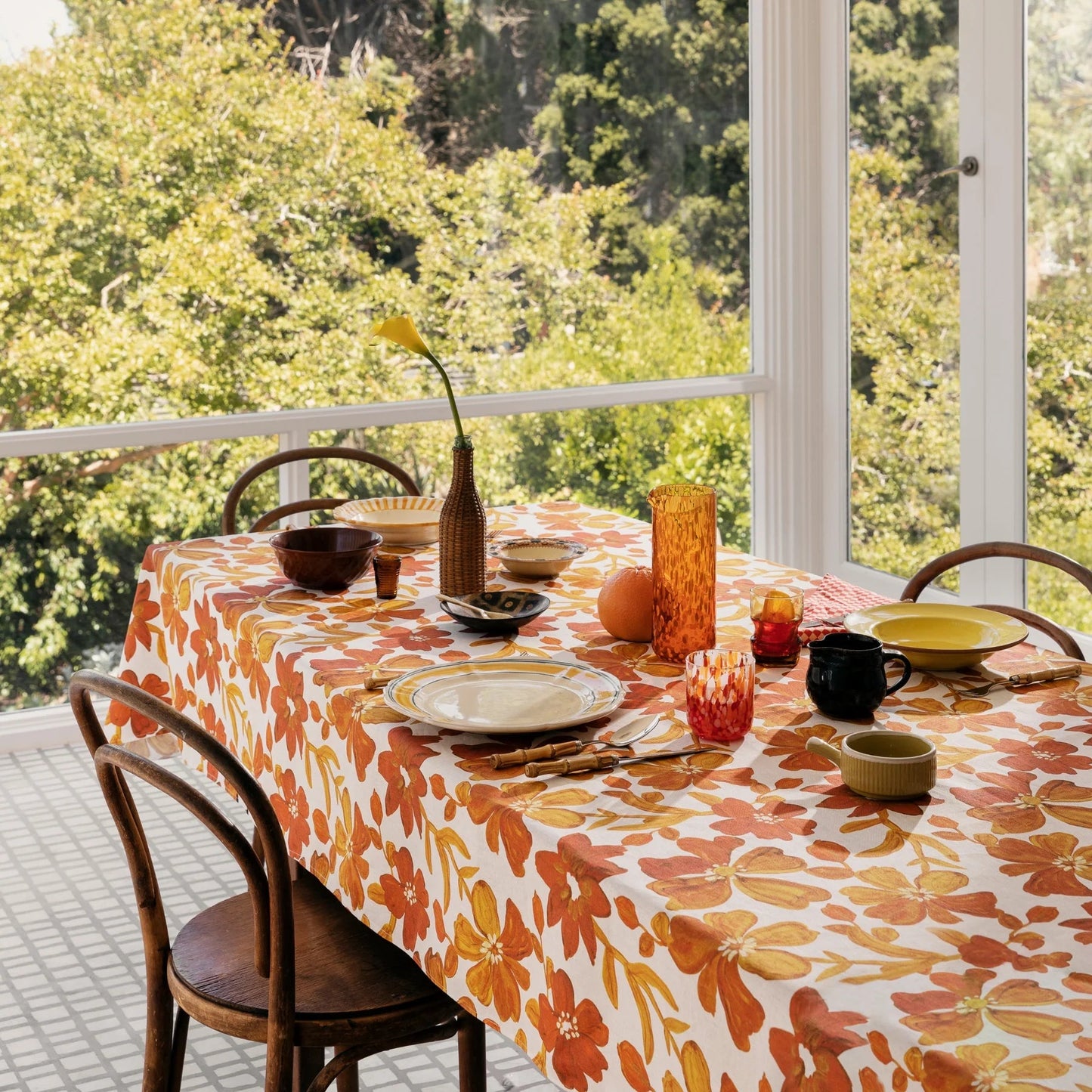 Bonnie and Neil linen tablecloth Dogwood Rust