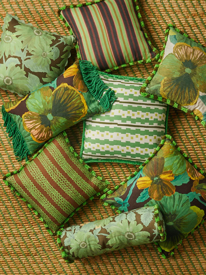 Bonnie and Neil Cushion - Wild Pansy Verde 60cm