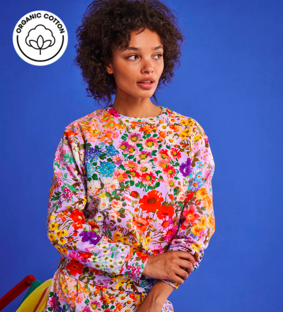 FOREVER FLORAL LILAC ADULT ORGANIC COTTON SWEATER