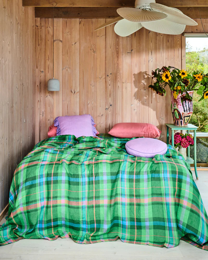 Jewel of the Nile Tartan Linen Flat Sheet