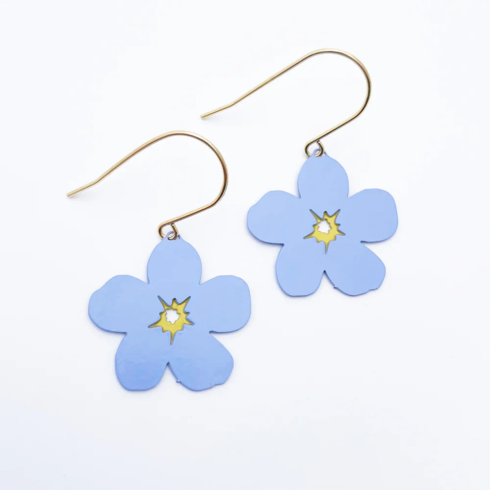 Denz earrings - Forget Me Not, Blue and Yellow
