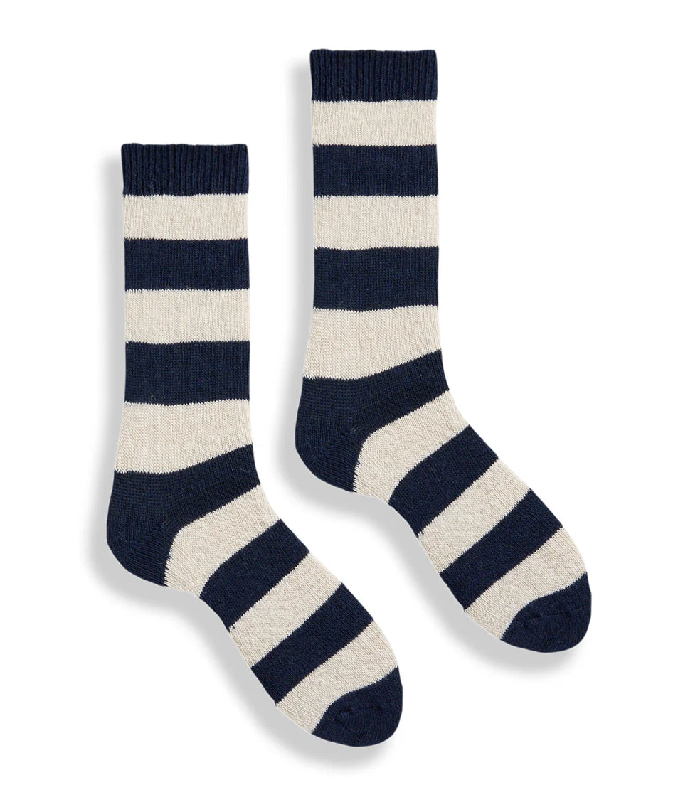 lisa b Women’s Merino Wool and Cashmere Socks - Rugby Stripe