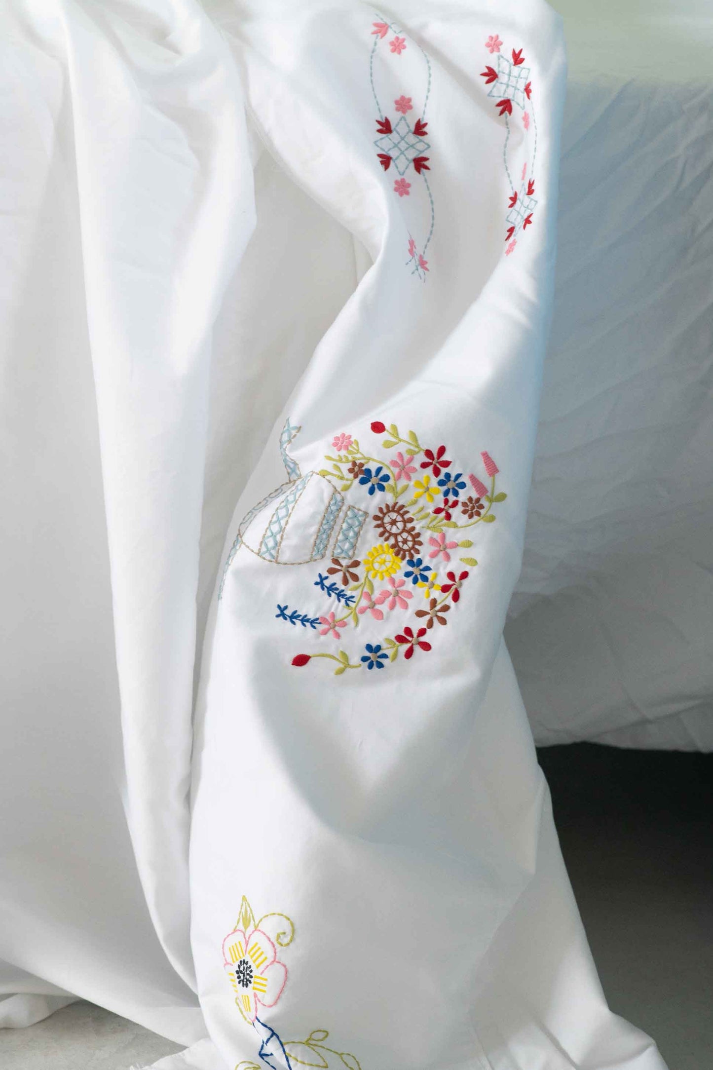 Homespun Embroidered Top Sheet