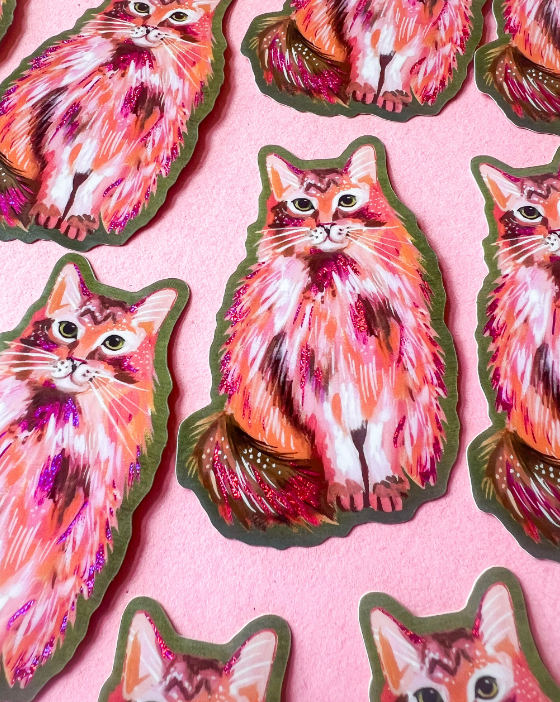 Katie Daisy ‘Pink Glitter Kitty’ Sticker