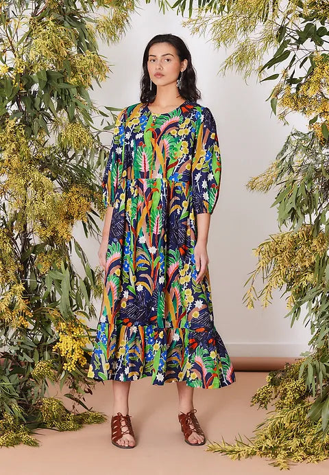 Togetherness Cascade Dress - Scattered Seed Print