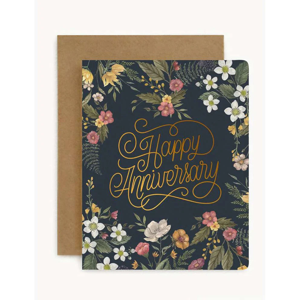 Bespoke Letterpress - Happy Anniversary(Florals) Card