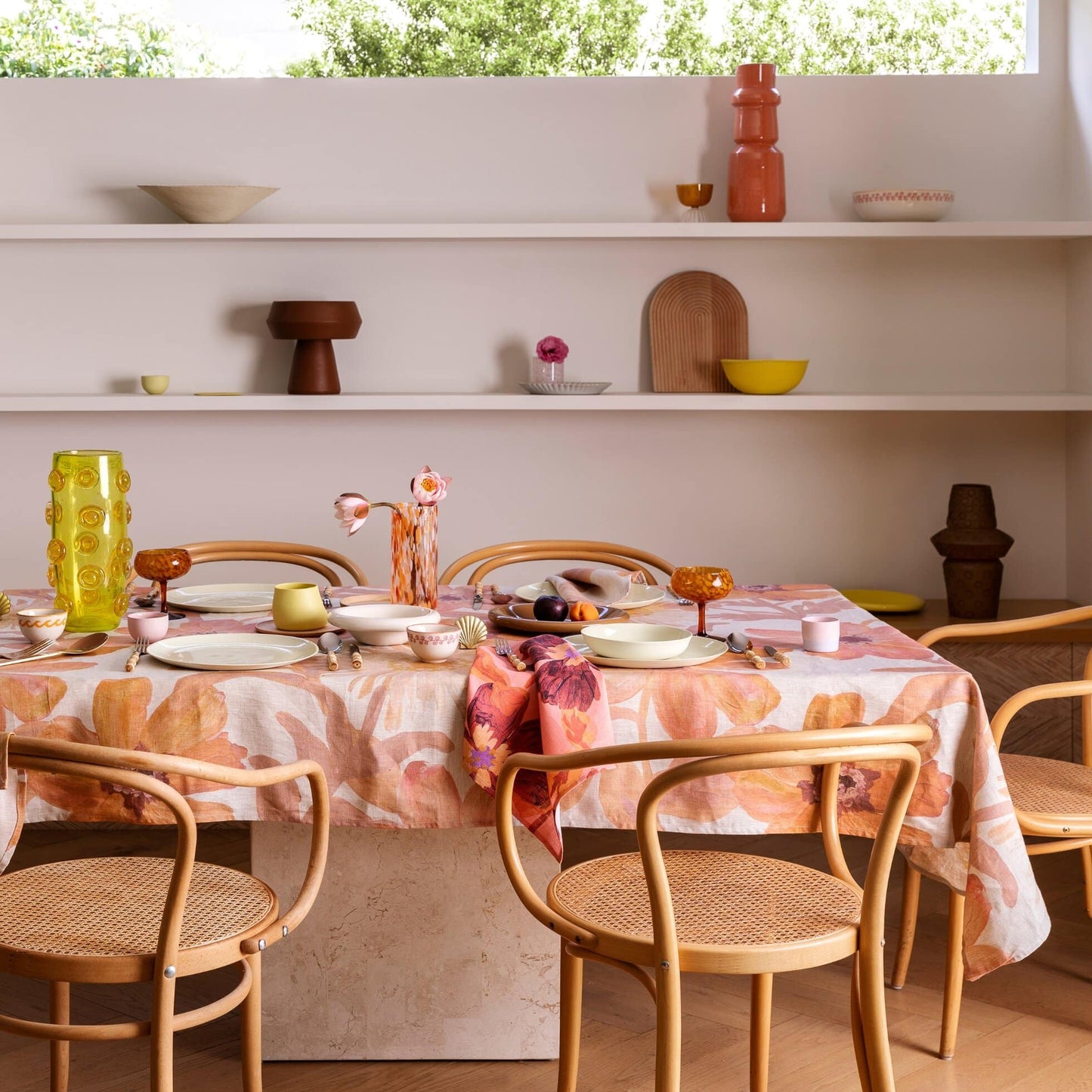 Cornflower Pink Linen Tablecloth - Medium