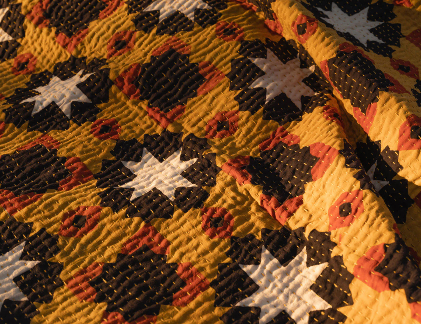 Dana Kinter Kantha Quilt - Love threads, Rajasthan hearts and stars
