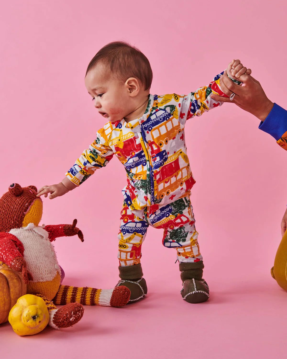 Kip and Co Organic Long Sleeve Zip Romper - Big Wheels