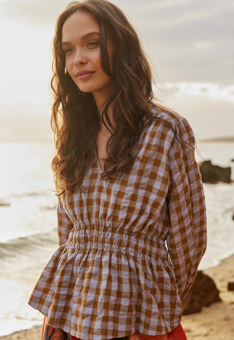 Lucia Check Blouse - Nancybird