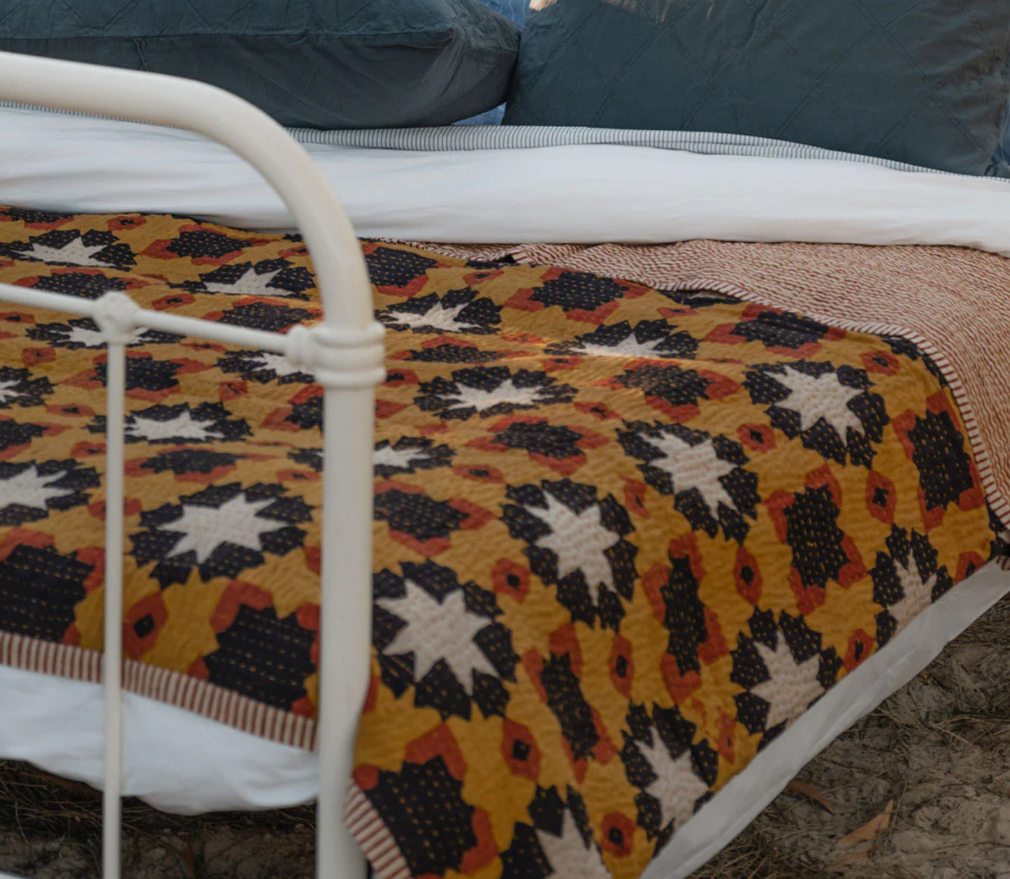 Dana Kinter Kantha Quilt - Love threads, Rajasthan hearts and stars
