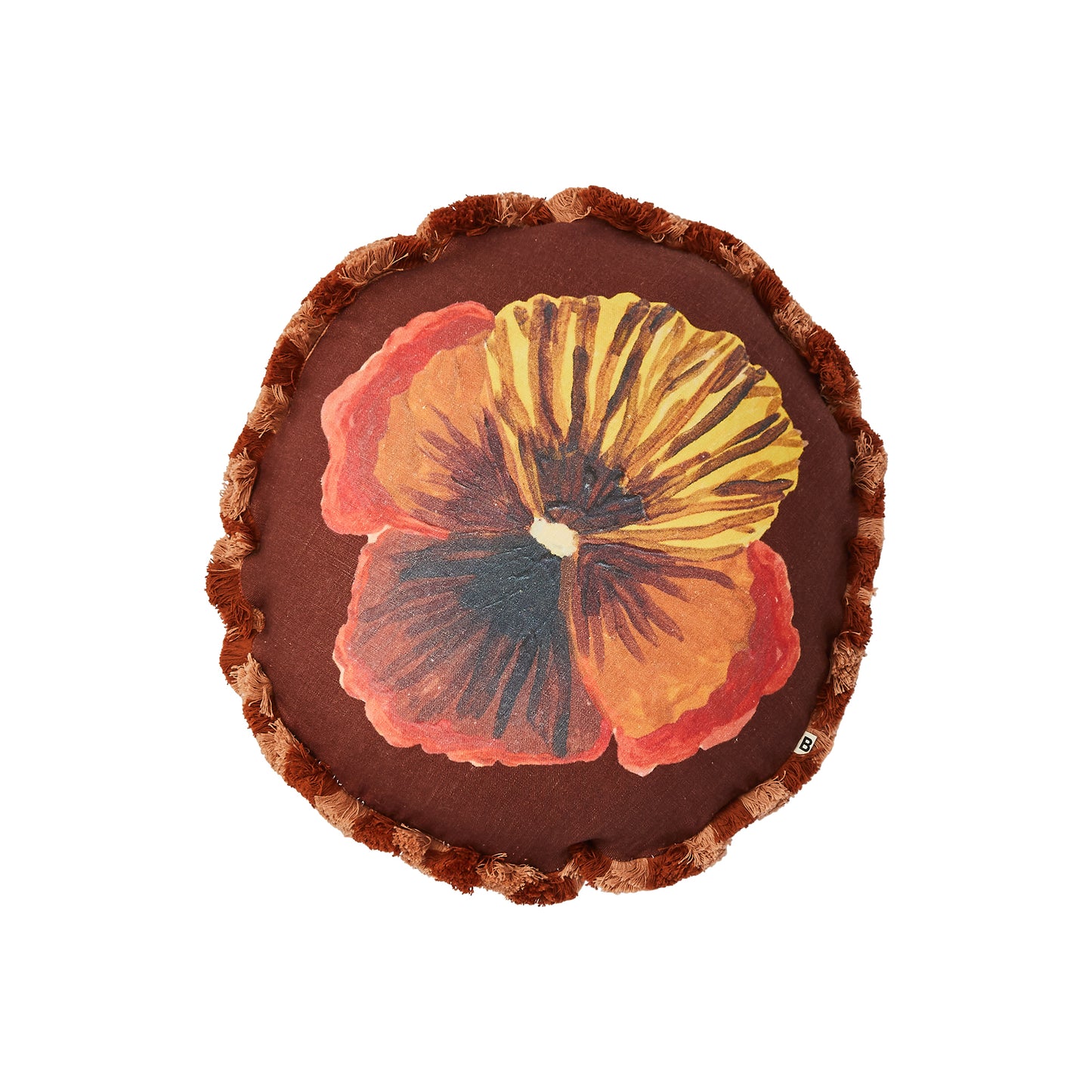 Bonnie and Neil Cushion - Wild Pansy Chocolate