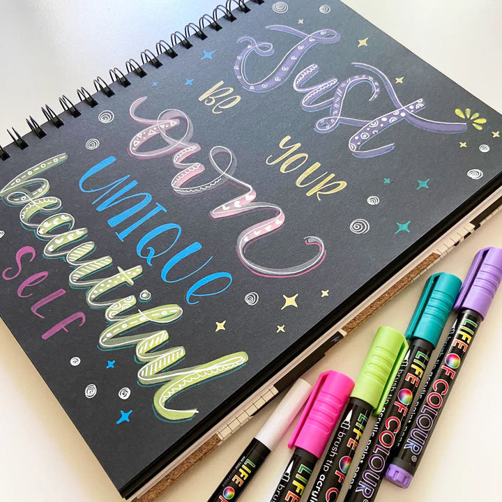 Life of Colour - Brush Tip Acrylic Paint Pens - set of 16