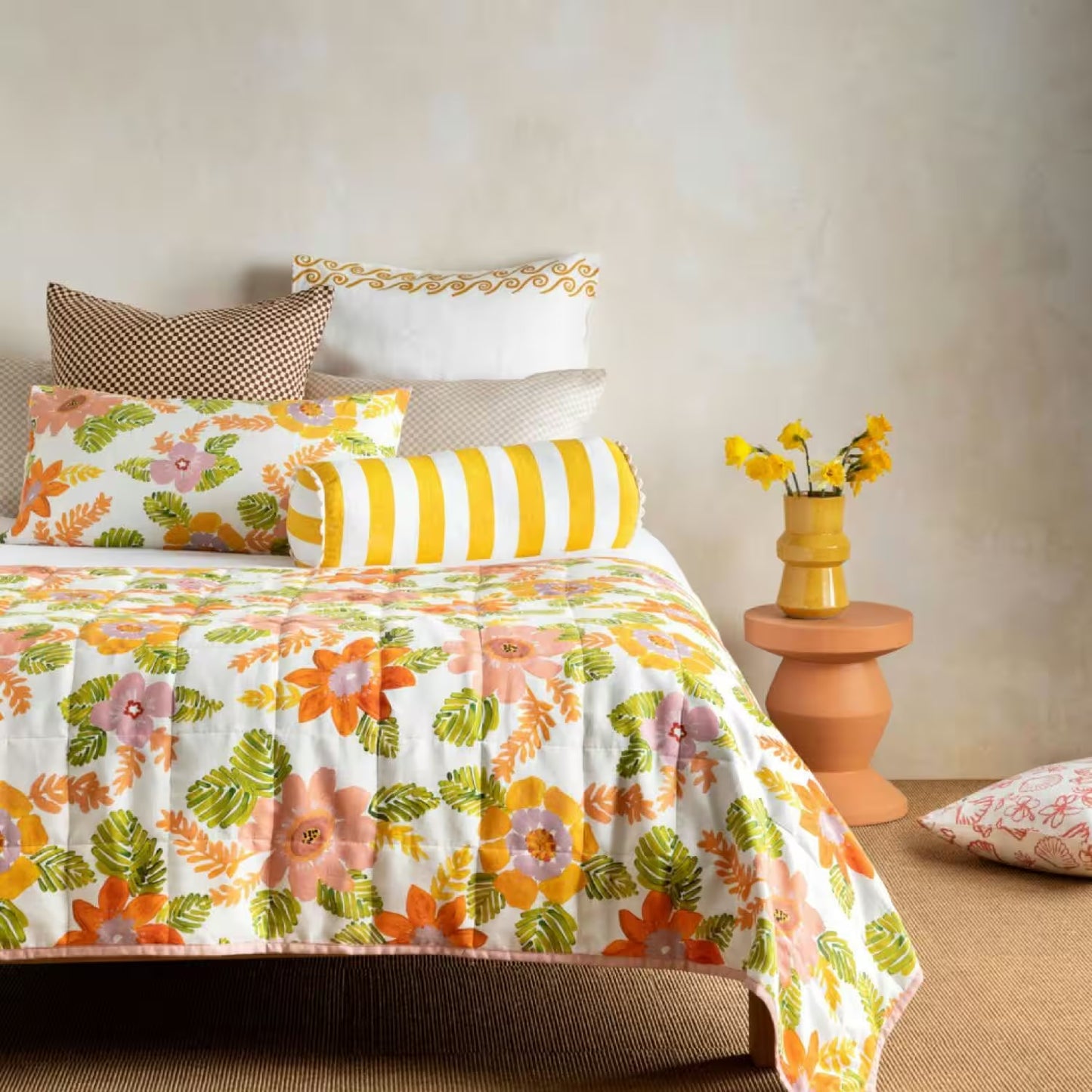 Bonnie and Neil Quilted Throw Sunset Floral