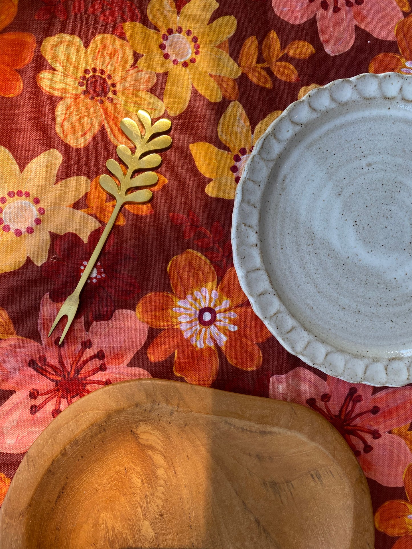 Bonnie and Neil Burgundy Floral Tablecloth