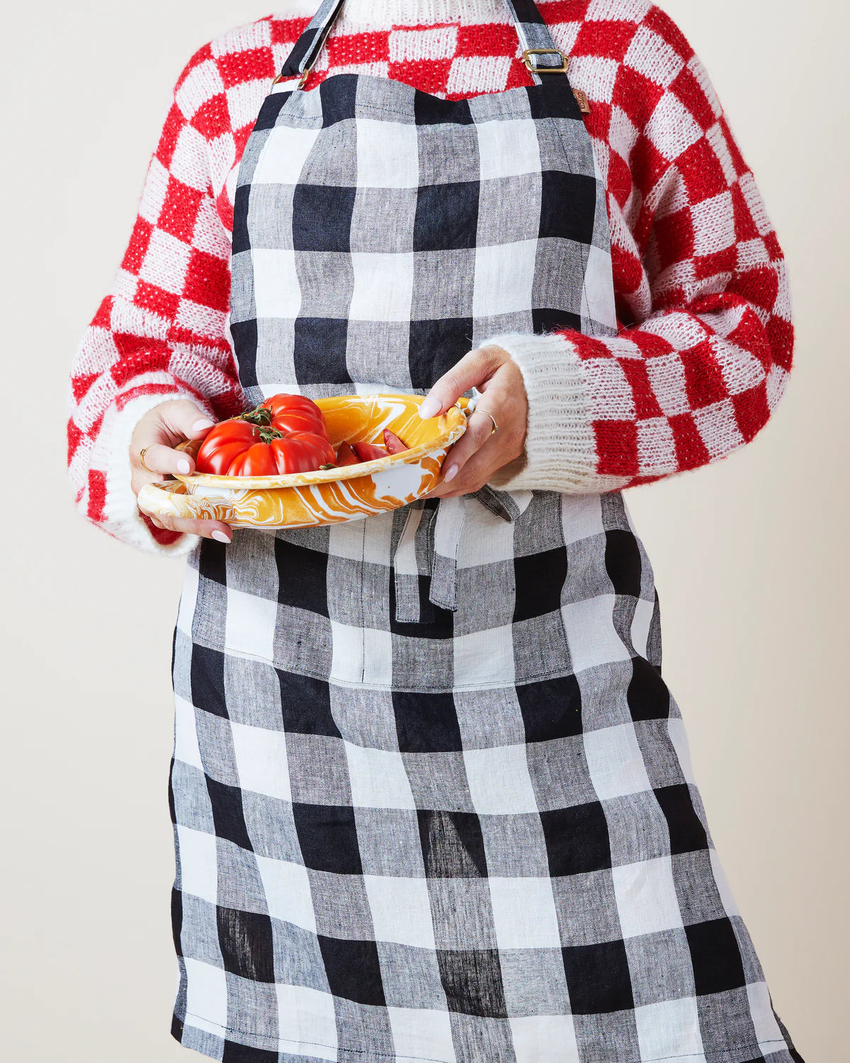 Kip and co Linen Apron - Black & White Gingham