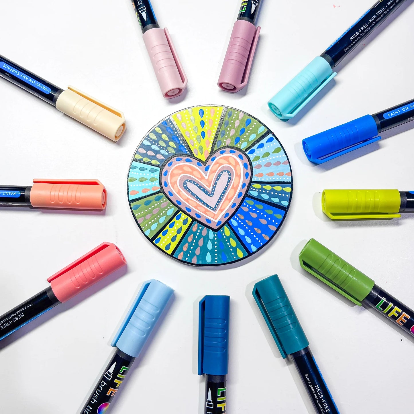 Life of Colour - Ocean Colours Brush Tip Acrylic Paint Pens - Set of 12