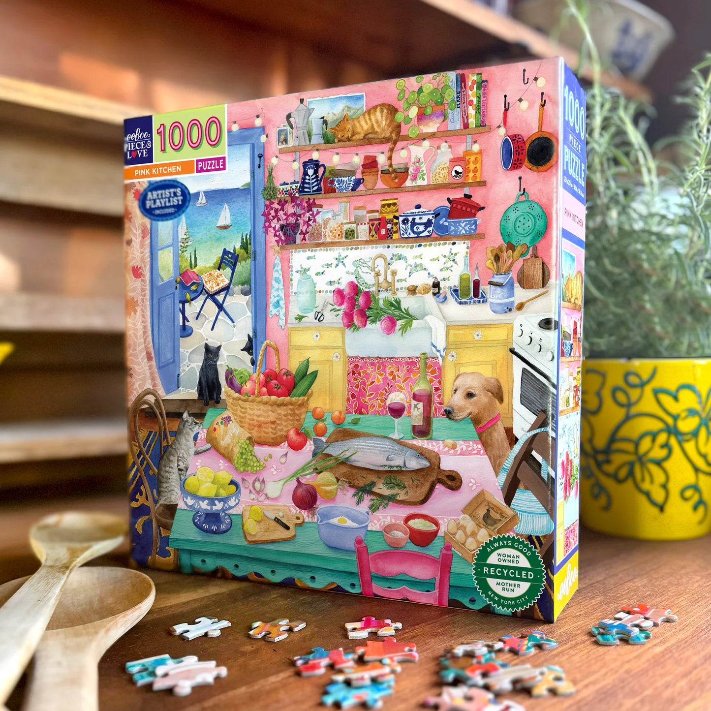 Eeboo 1000 piece puzzle - Pink Kitchen
